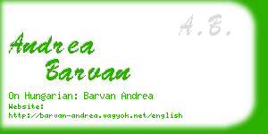 andrea barvan business card